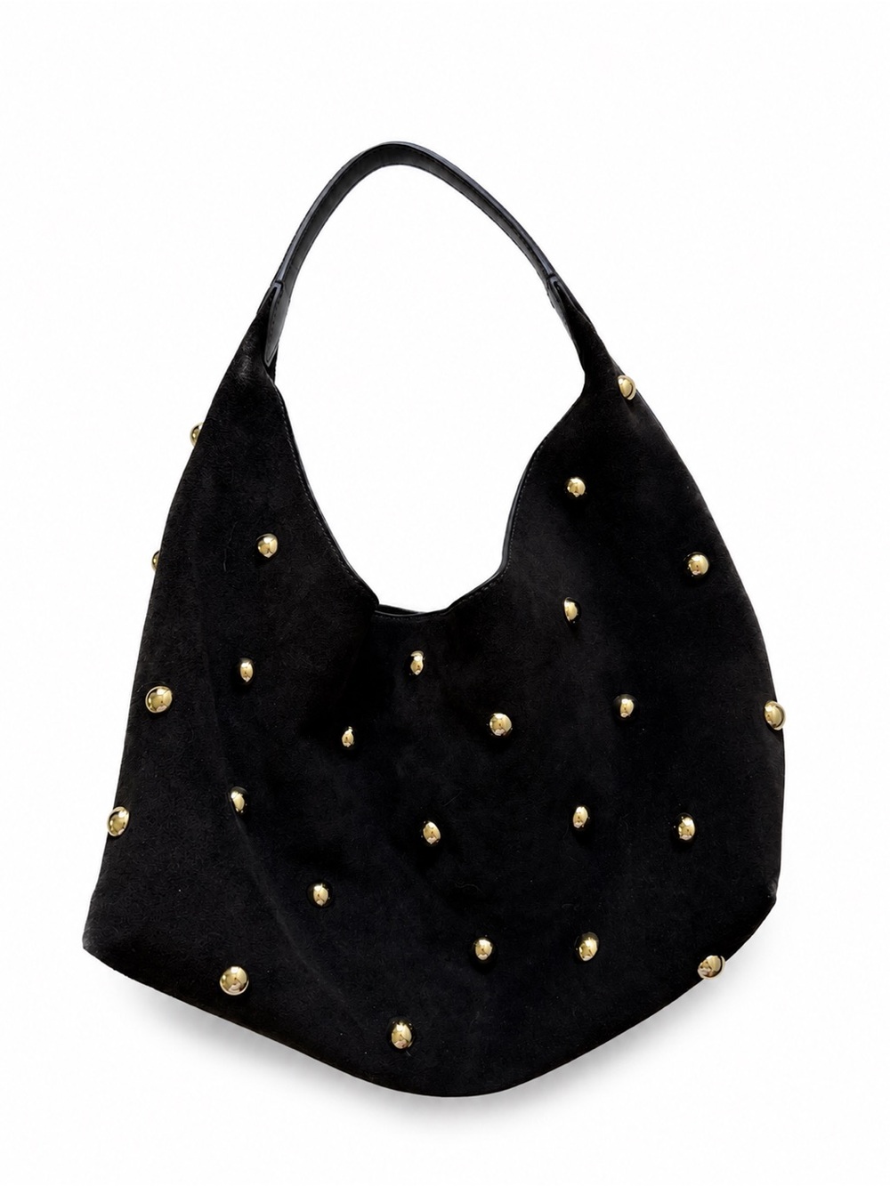 Madewell Dark Brown Suede Hobo Bag with Gold Studs New With Tags